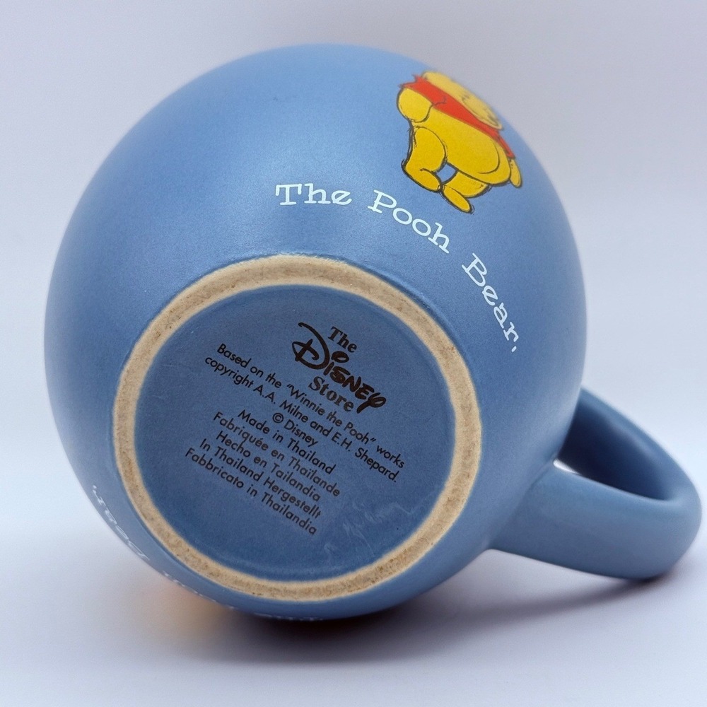 Disney Store Winnie the Pooh Blue Matte Ceramic Mug The Bees Tummy Hunny Retired - Picture 3 of 3